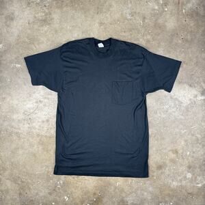 Vintage Fruit of‎ the Loom Pocket Tee Black Men’s XXL Made in USA Single Stitch